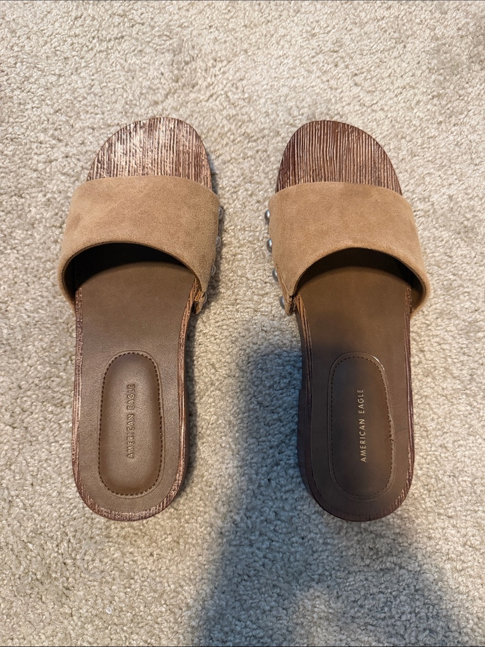 American Eagle Outfitters Suede Slide Mules in Tan